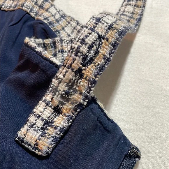 Abercrombie & Fitch Tweed plaid Navy and White Mini Dress - Picture 13 of 14